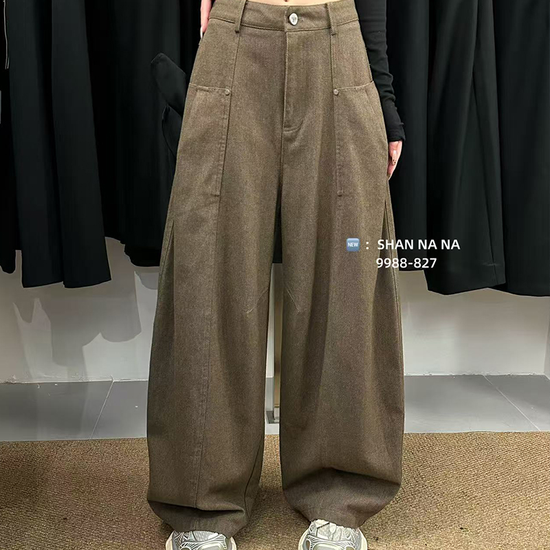 高腰西装阔腿裤女宽松