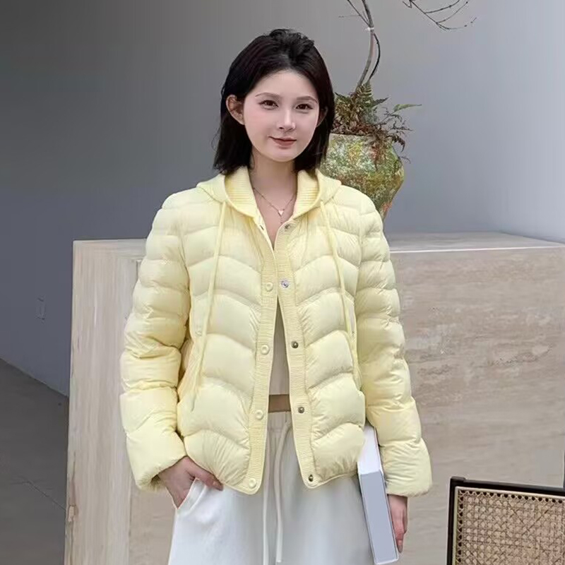 依芙恩针织领连帽排骨羽绒服女