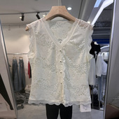 2026春季 背心女款 新款 无袖 筱雅然法式 百搭减龄打底衫 风V领蕾丝衫