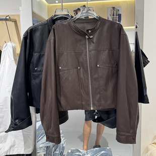 百搭夹克外套巨好看 时尚 立领柔软皮衣女短款 YIDIANDIAN2025新款