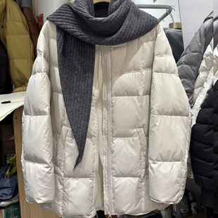 时尚圆领针织围脖白鸭绒羽绒服女款冬2025巨好看宽松百搭保暖外套