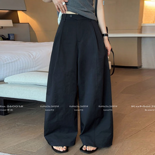子垂感弯刀裤 卡麦极简高腰阔腿裤 宽松百搭休闲裤 新款 女2026年春装