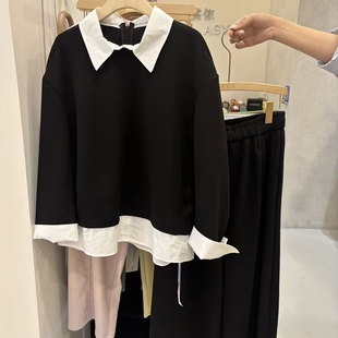 上衣设计感套装 两件套拼接撞色领长袖 显瘦穿搭 女装 爱裳依2026春季
