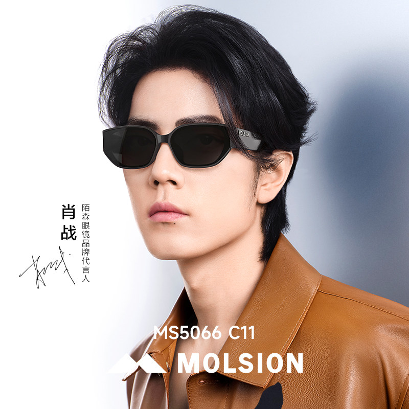 陌森墨镜女款猫眼框白骑士小框太阳眼镜男偏光近视可配度数MS5066