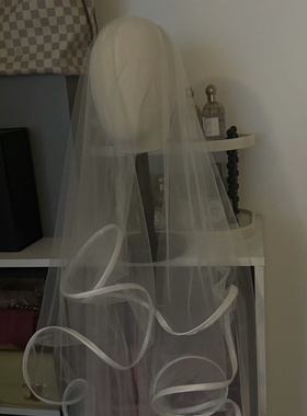 TM｜H1西太后弹弹纱白色法式造型新娘头纱1.5m