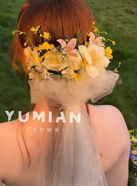 TM｜“莫奈花园”新娘手捧花头纱（仿真花/模特是真花 具体看实拍
