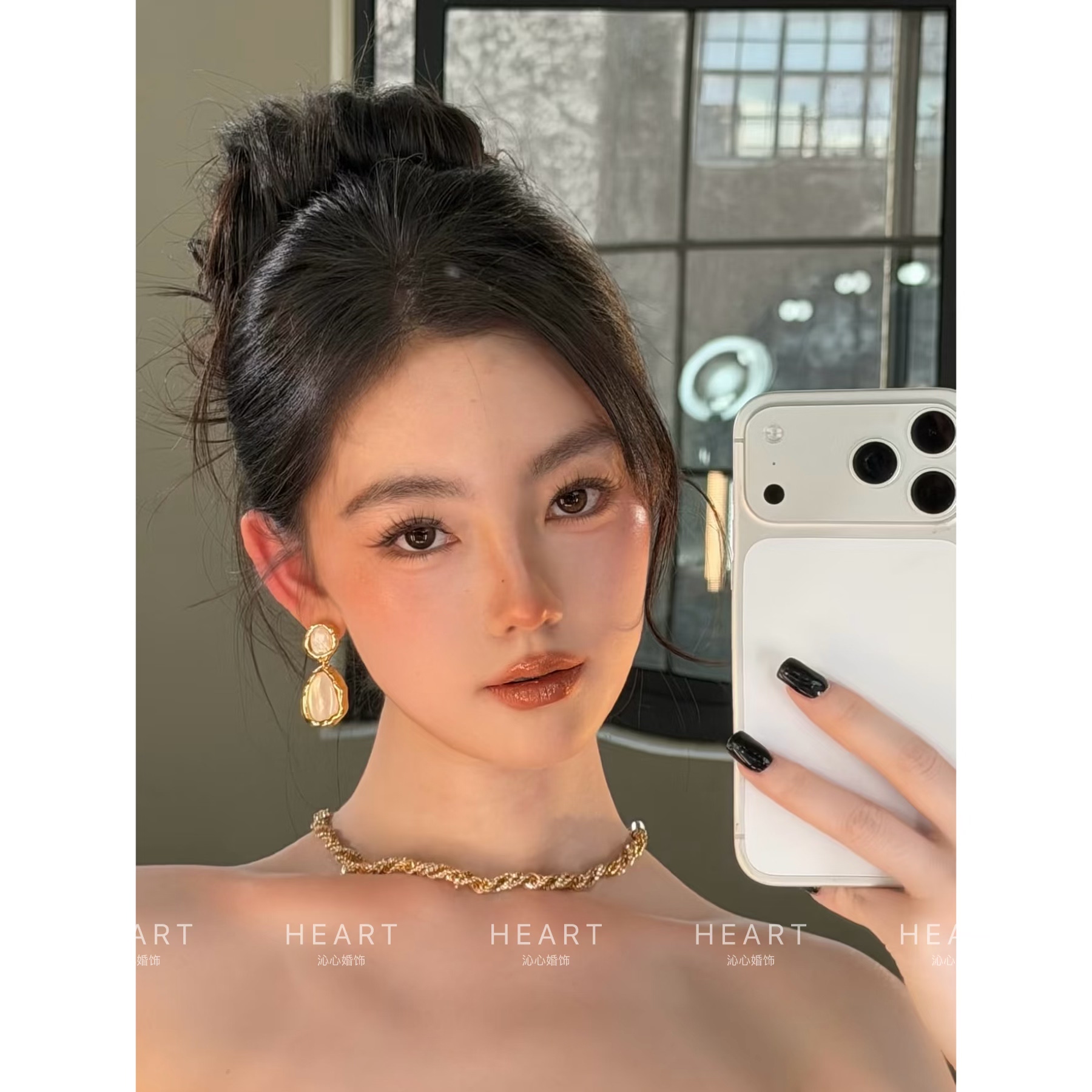 TM|高智感金色敬酒服礼服搭配(项链+耳饰