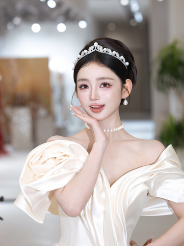 TM新款珍珠皇冠婚纱韩式公主冠三件套