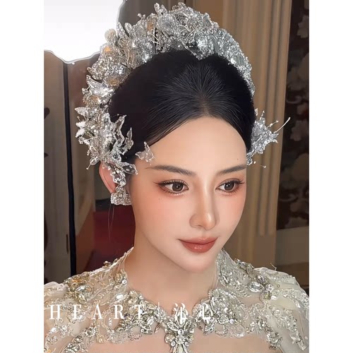TM｜银调重工奢华新娘水晶碎钻发冠皇冠
