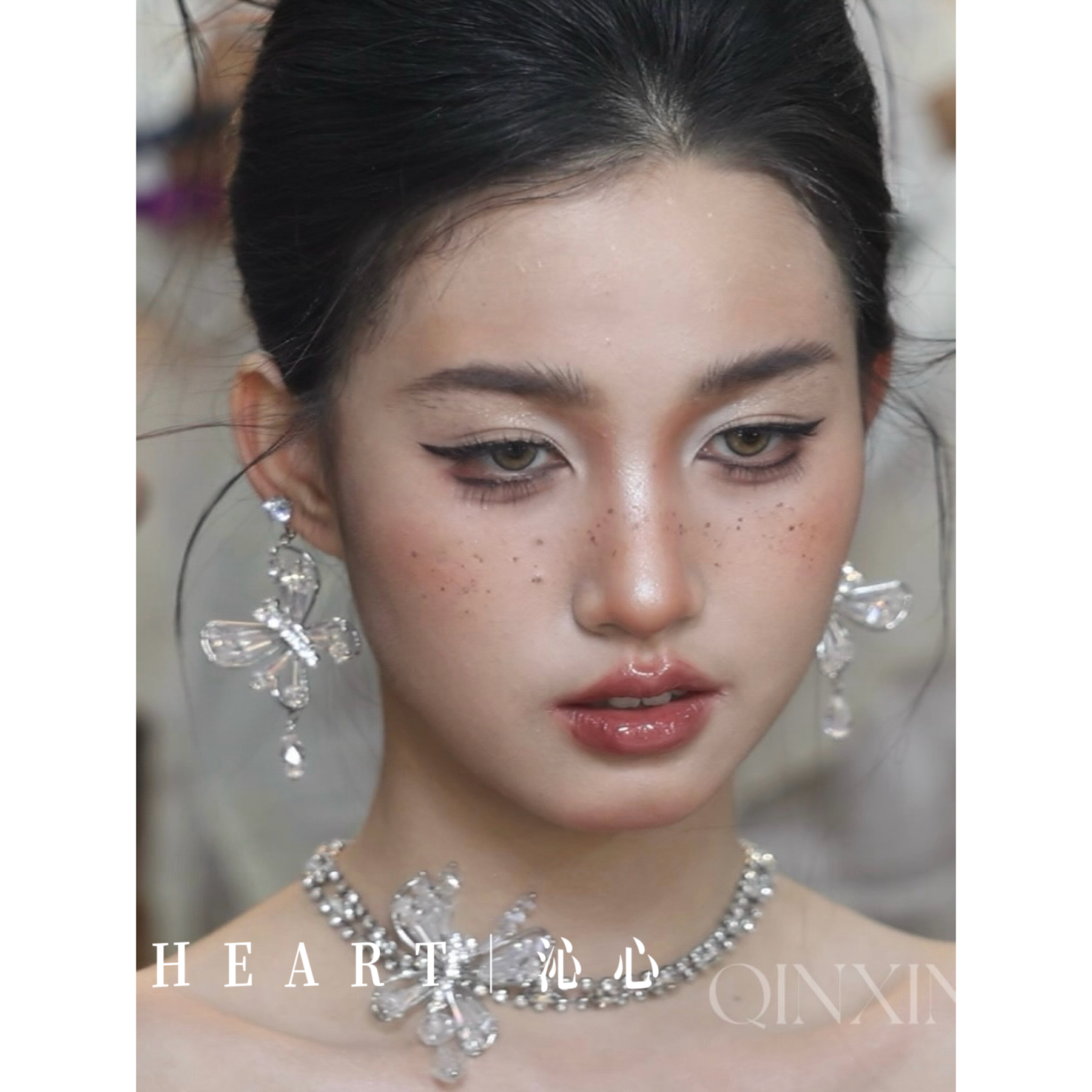 TM｜蝴蝶水晶项链耳饰三件套新娘配饰