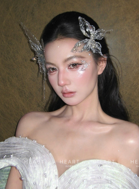 TM｜3D打印碎钻抽丝凝胶蝴蝶走秀新娘