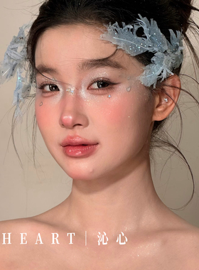 TM｜E5“海的女儿”低饱和蓝羽毛手作对夹