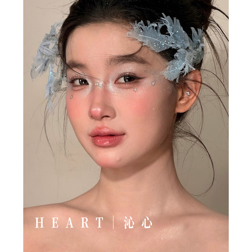 TM｜E5“海的女儿”低饱和蓝羽毛手作对夹