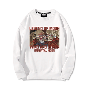 月风魔传不朽之月电玩游戏周边复古印花学生圆领卫衣秋冬加绒男装