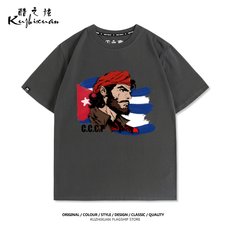 新款美式复古人物印花短袖T恤