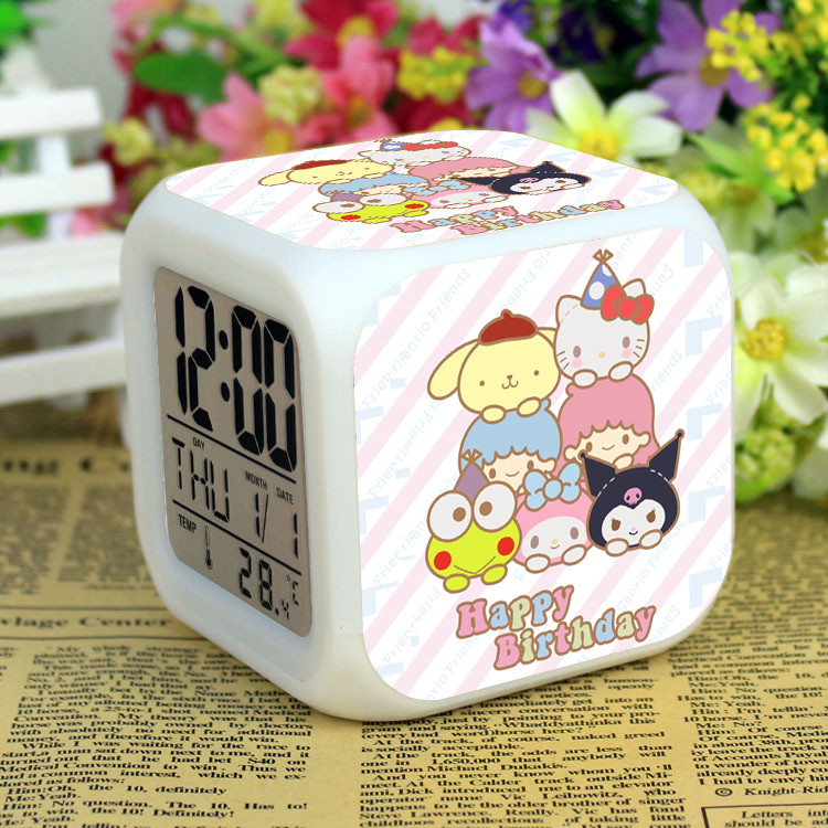 布丁狗purin学生儿童宿舍用卡通创意静音床头夜光钟可充电子闹钟