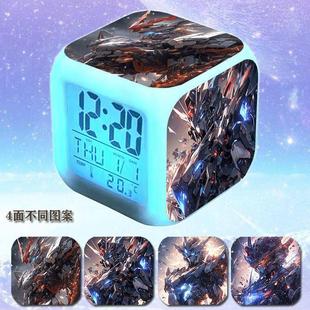 机动战士高达闹钟二次元周边七彩夜灯学生宿舍卧室床头钟桌面时钟