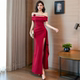 晚礼服2026新款 高级感一字肩开叉性感生日宴会长裙气质显瘦成人礼
