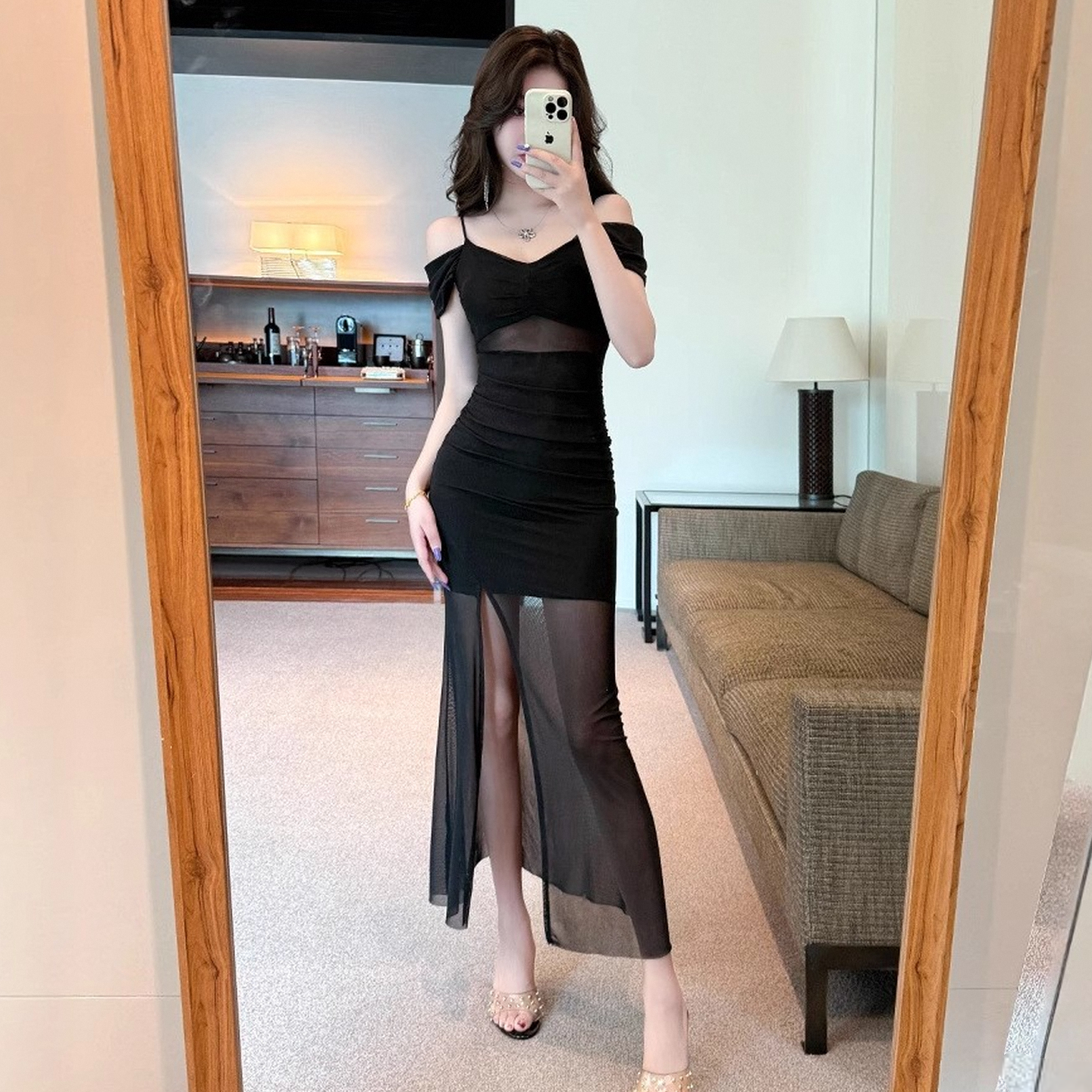 性感连衣裙纯欲气质显瘦足疗SPA柔式技师工作服桑拿养生会所长裙