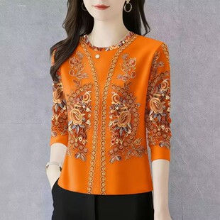 清仓捡漏~春季新款大码减龄洋气上衣2026时尚圆领T恤长袖女装打底