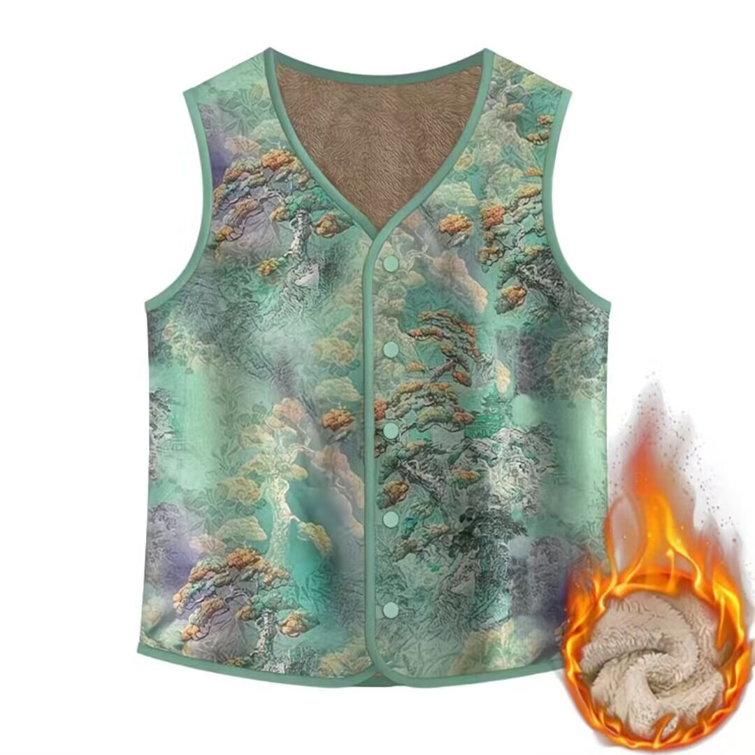 中式国风加绒加厚一体绒马甲