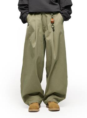 捷展男装|BoxyFit弹力褶弯刀工装裤2025秋季潮牌日系复古休闲裤男