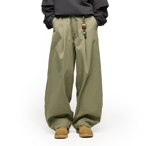 捷展男装|BoxyFit弹力褶弯刀工装裤2025秋季潮牌日系复古休闲裤男