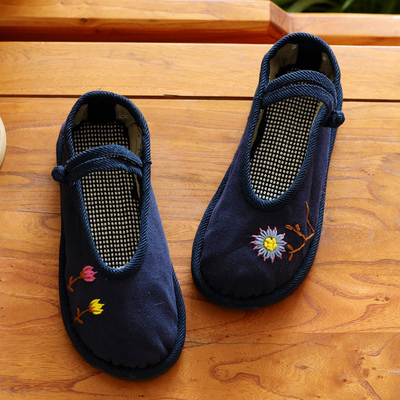 手工刺绣小花女士布鞋轻便布鞋女士休闲布鞋舒适百搭复古布鞋女款