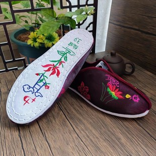寿鞋男女款脚踏莲花绣花鞋底殡葬丧葬用品老人去世冲喜装老鞋