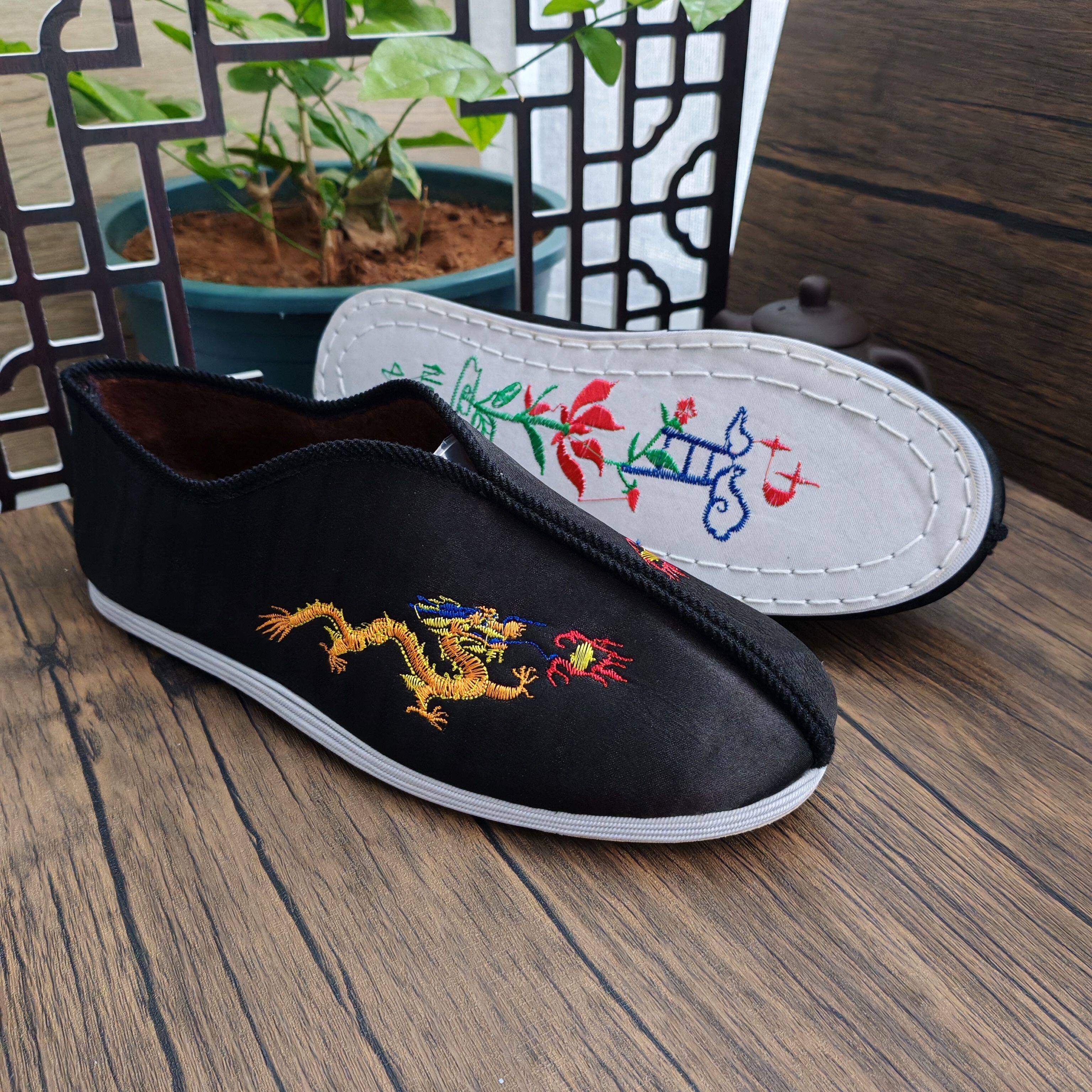 寿鞋男士棉鞋殡葬寿衣配件绣龙莲花底白事去世丧葬用品老北京布鞋