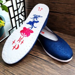 老人鞋 寿鞋 蓝色黑色圆头实底单鞋 男式 去世白事殡葬用品 老北京布鞋