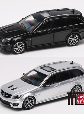 King Model 164奔驰C63AMG旅行版W204合金汽车模型瓦罐版黑色银色