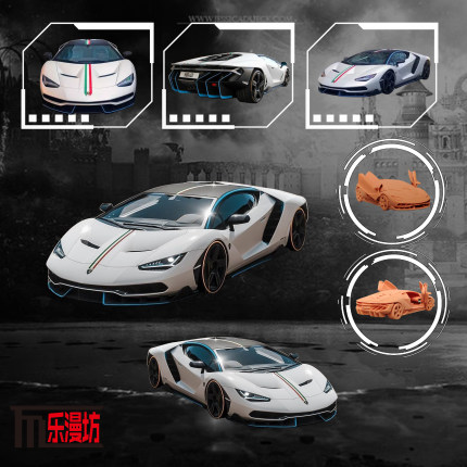 LMF乐漫坊1:64兰博基尼百年牛硬顶3开门铁底合金模型