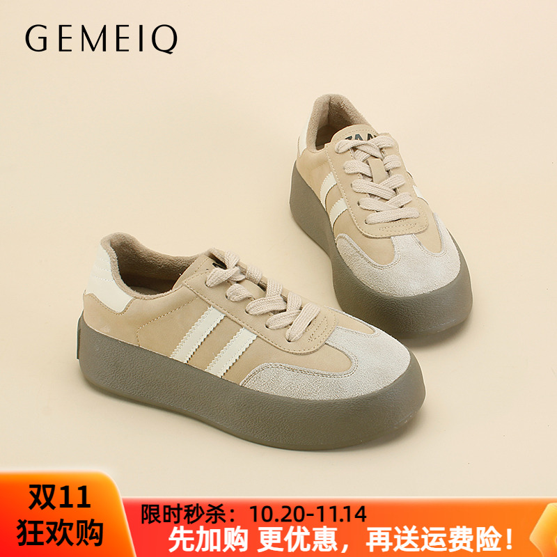 戈美其真皮休闲德训鞋女鞋清仓鞋