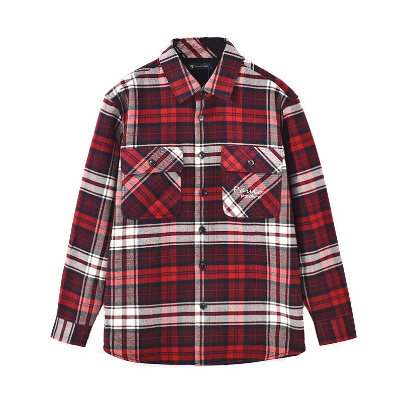 保罗彼得 专柜同款 男士时尚舒适百搭加绒格子衬衫HYDC59480