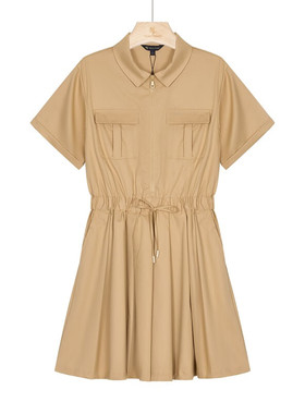 保罗彼得 专柜同款女士简约舒适百搭抽绳收腰短袖连衣裙YNEB52600