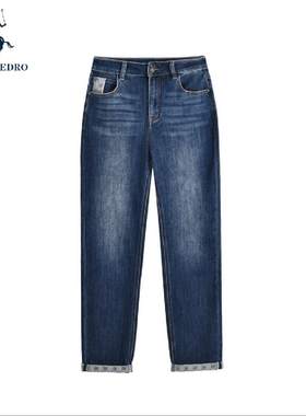 保罗彼得 专柜同款女子水洗牛仔裤直筒显瘦自然腰长裤 NHCC18800