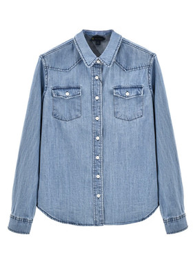 保罗彼得 专柜同款女子长袖牛仔衬衫休闲衬衣翻领 CWDA58920