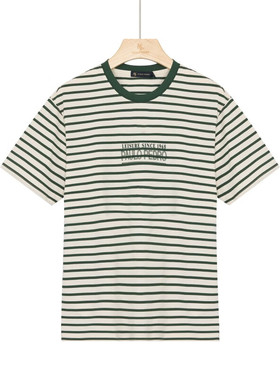 保罗彼得 专柜同款 男士舒适潮流日常纯棉条纹短袖T恤NAEB65800