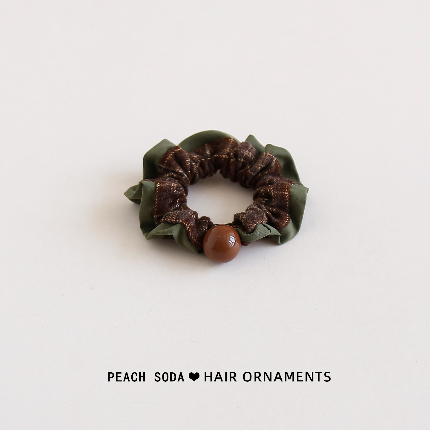 韩系小众高马尾发圈女高级感洋气时尚复古绿格子发绳扎头皮筋头饰