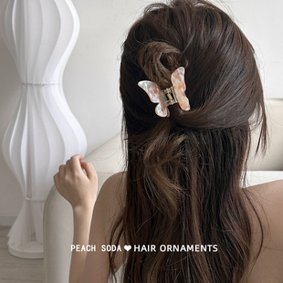 仲夏 精致醋酸蝴蝶抓夹半抓短发后脑勺鲨鱼夹高级感气质发夹头饰