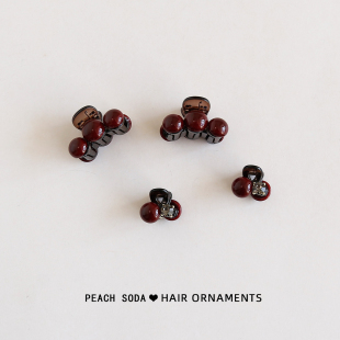 2026新款 轻奢水钻珍珠小号红色抓夹半扎发公主头鲨鱼夹侧边刘海夹