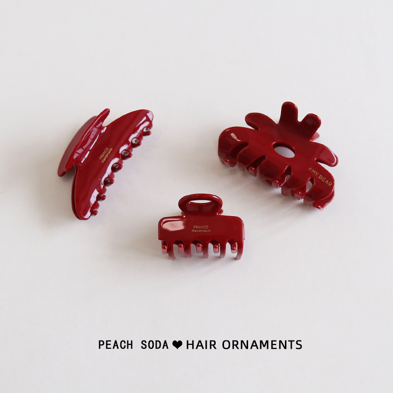 2025新款安可拉红色抓夹精致高级感醋酸发夹后脑勺盘发鲨鱼夹头饰,饰品/流行首饰/时尚饰品新,发饰,淘宝优惠券,粉丝福利购,淘宝优惠卷