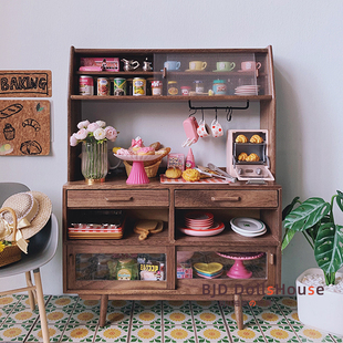 bjd娃屋配件blythe小布6分12分ob11可用实木橱柜餐边柜展示柜模型