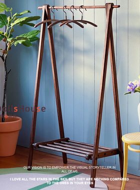 bjd dollshouse 娃娃屋家具6分小布ob24 ob22实木微缩落地挂衣架