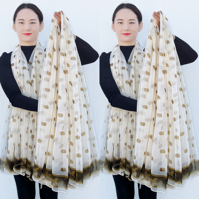 秋冬高档纱巾长条洋气新款丝巾时尚女士鳄鱼保暖围巾爆款防晒披肩