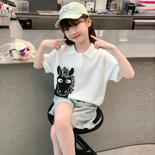 现货童装儿童卡通polo衫短袖上衣2026夏季新款男女童针织毛衣T恤