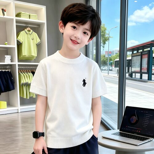 韩国童装儿童中大童polo短袖上衣2026夏新款男女童莱赛尔毛衣T恤