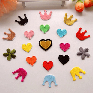 卡通补丁贴布时尚衣服裤子修补洞刺绣背胶diy小号心形皇冠贴花