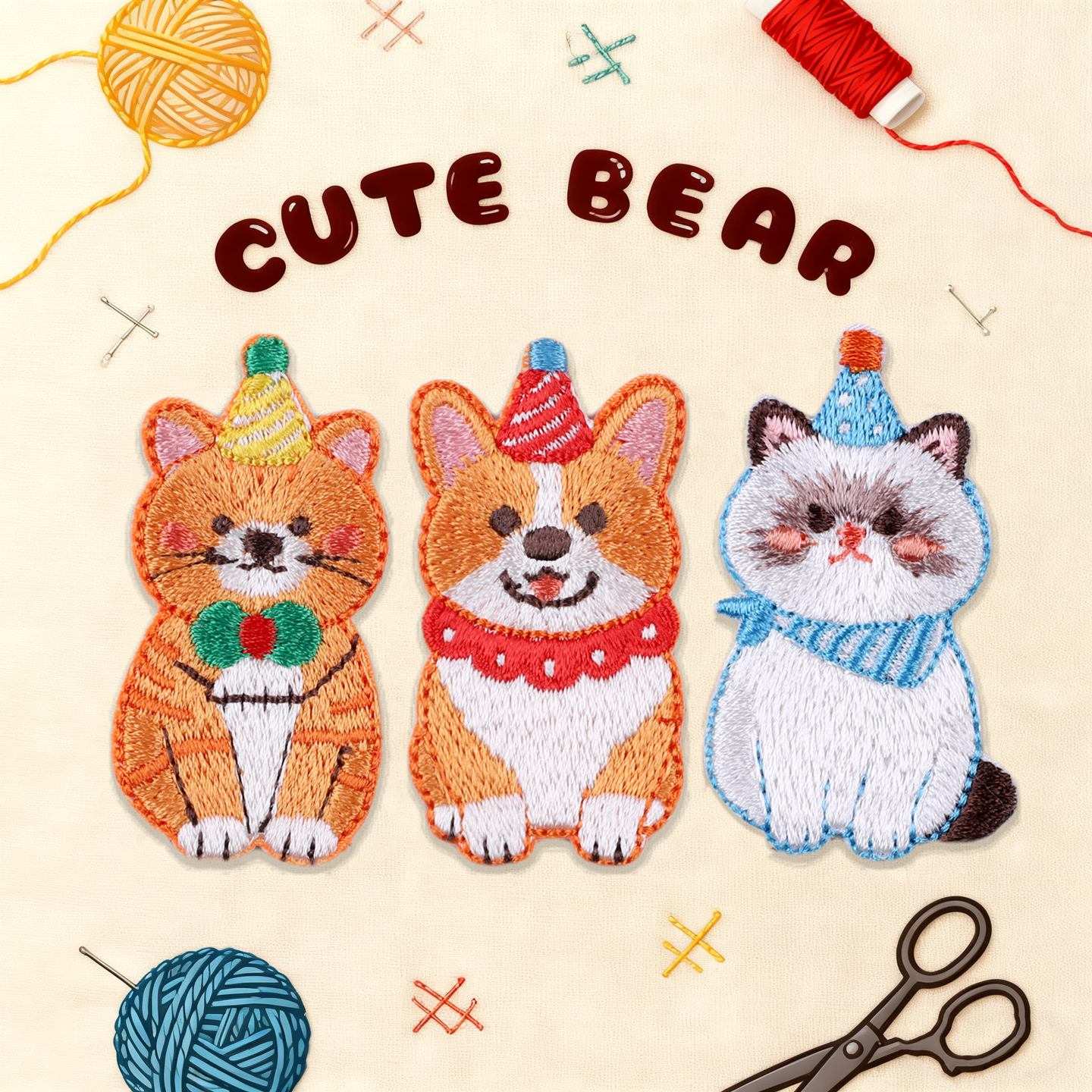 猫咪卡通自粘补丁贴刺绣贴